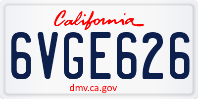 CA license plate 6VGE626
