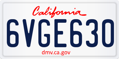 CA license plate 6VGE630