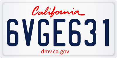 CA license plate 6VGE631
