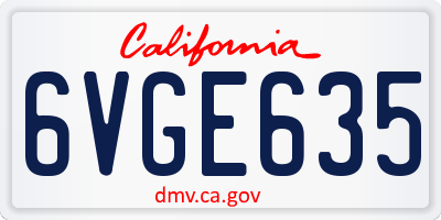 CA license plate 6VGE635