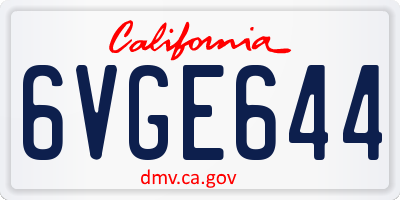 CA license plate 6VGE644