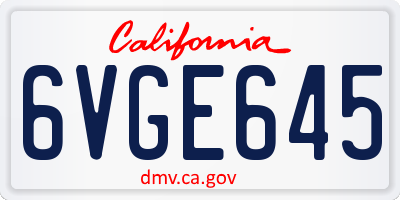 CA license plate 6VGE645