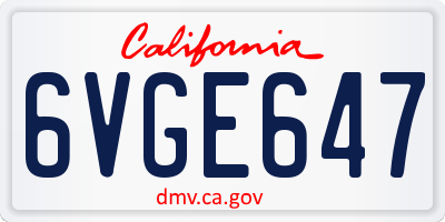 CA license plate 6VGE647