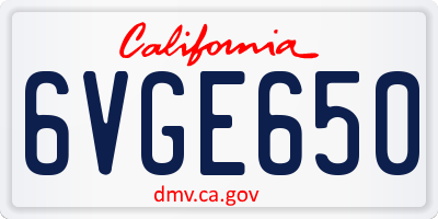 CA license plate 6VGE650