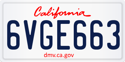 CA license plate 6VGE663