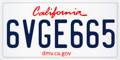 CA license plate 6VGE665