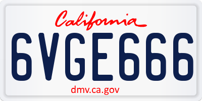 CA license plate 6VGE666