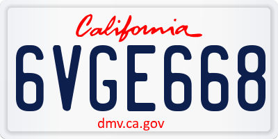 CA license plate 6VGE668