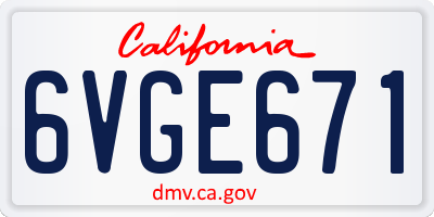 CA license plate 6VGE671