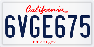 CA license plate 6VGE675
