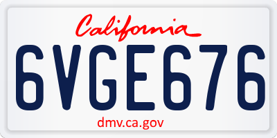 CA license plate 6VGE676