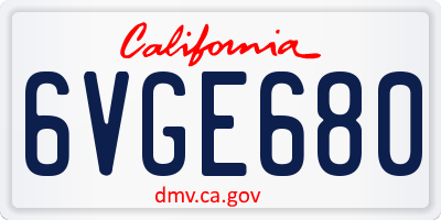 CA license plate 6VGE680