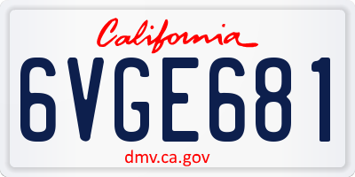 CA license plate 6VGE681