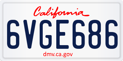 CA license plate 6VGE686