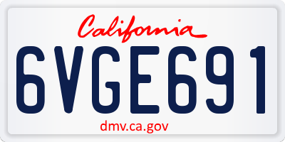 CA license plate 6VGE691