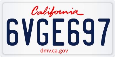 CA license plate 6VGE697