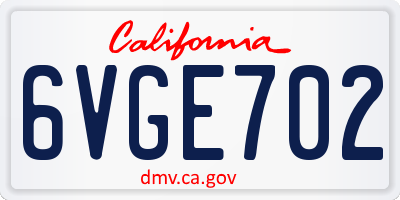 CA license plate 6VGE702