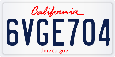 CA license plate 6VGE704
