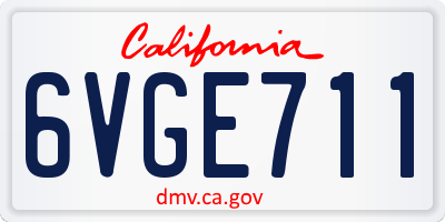 CA license plate 6VGE711
