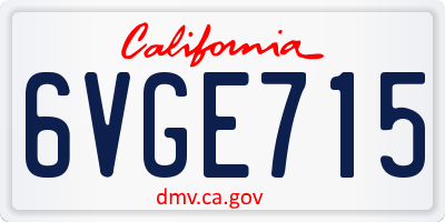 CA license plate 6VGE715
