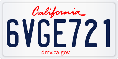 CA license plate 6VGE721