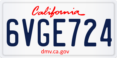 CA license plate 6VGE724