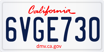 CA license plate 6VGE730
