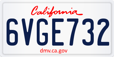 CA license plate 6VGE732