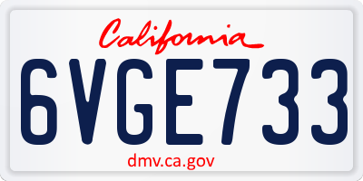 CA license plate 6VGE733