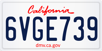 CA license plate 6VGE739