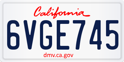 CA license plate 6VGE745