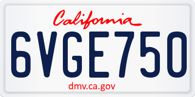 CA license plate 6VGE750