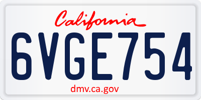 CA license plate 6VGE754