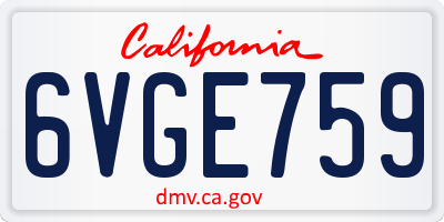 CA license plate 6VGE759
