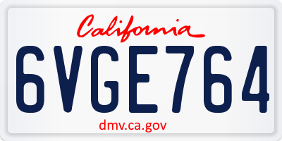 CA license plate 6VGE764