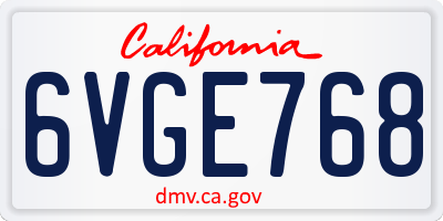 CA license plate 6VGE768