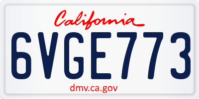 CA license plate 6VGE773