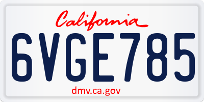 CA license plate 6VGE785