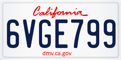 CA license plate 6VGE799