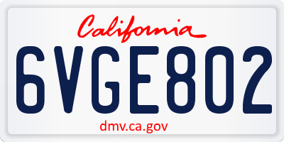 CA license plate 6VGE802