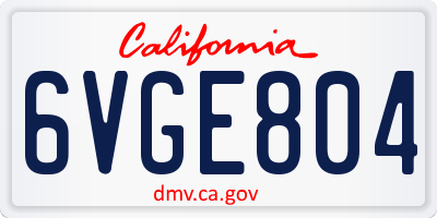 CA license plate 6VGE804