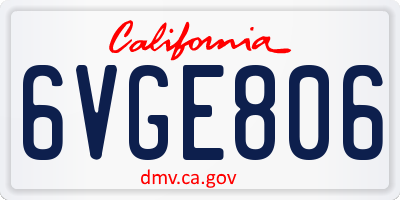 CA license plate 6VGE806