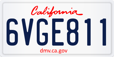 CA license plate 6VGE811