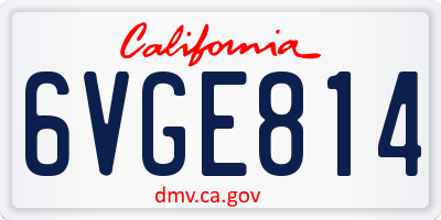 CA license plate 6VGE814