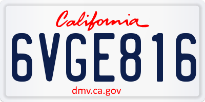 CA license plate 6VGE816