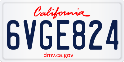 CA license plate 6VGE824