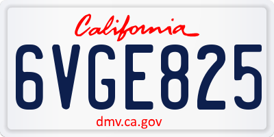 CA license plate 6VGE825