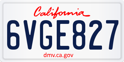 CA license plate 6VGE827