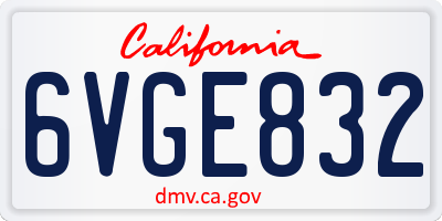 CA license plate 6VGE832