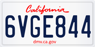 CA license plate 6VGE844